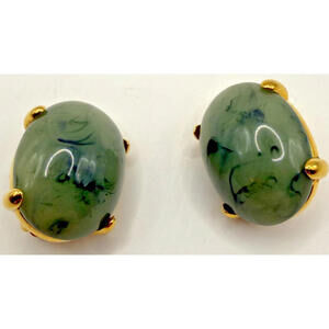 Joan Rivers, Simulated Heliotrope, Clip-on Earrings, Vintage, Classic, 1980's